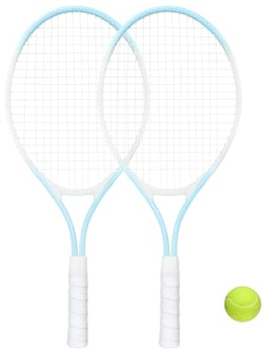 NEWSNOW Children's Tennis Racket for 2 Players, Suitable for Beginners, pre Worn 27 inch Lightweight Children's Racket, Suitable for Boys and Girls, Equipped with Tennis (Blue)