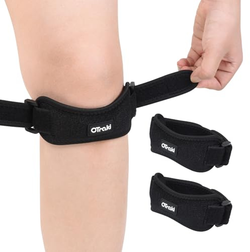 OTraki Patella Tendon Knee Strap 2 Pack Elastic Cushion Support Brace Men | Knee Support Brace for Women Running Straps for Hiking Soccer Basketball Tennis Squats Men Comfort Joint Pain Relief