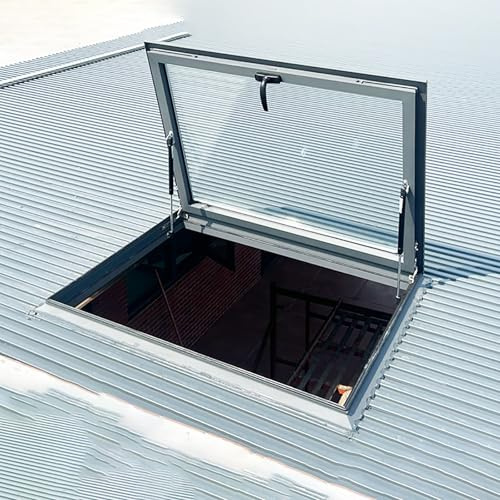 Finestra da tetto personalizzabile per lucernario, struttura in lega di alluminio con vetro temperato, ideale per soffitte, cantine e capannoni, dimensioni 100 x 100 cm