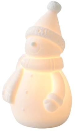 Figura de muñeco de nieve iluminado de Navidad, muñeco de nieve de cerámica con luz, decoración del hogar para el aula de Acción de Gracias, cumpleaños, escuela, sala de estar, coche, oficina