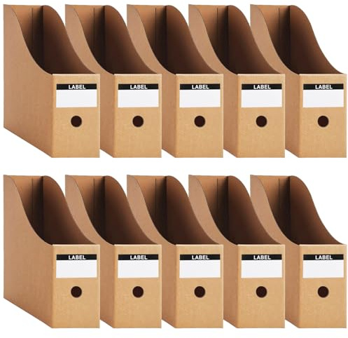 Wozzies Portariviste in Carta Kraft A4, 10 Pezzi Cartella File Stile Semplice Riempimento Rack Box Paperwork Organizer Portapenne Desktop Stationery per ufficio,facile conservazione (Marrone)