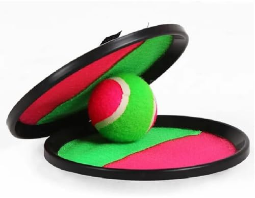 Throw and Catch Ball Set for Kids & Families – 2 Sticky Paddles with Straps & 1 Ball with net bag – Fun Outdoor Play Toy for Garden, Beach, Pool, Summer, Sports Day & Family Games