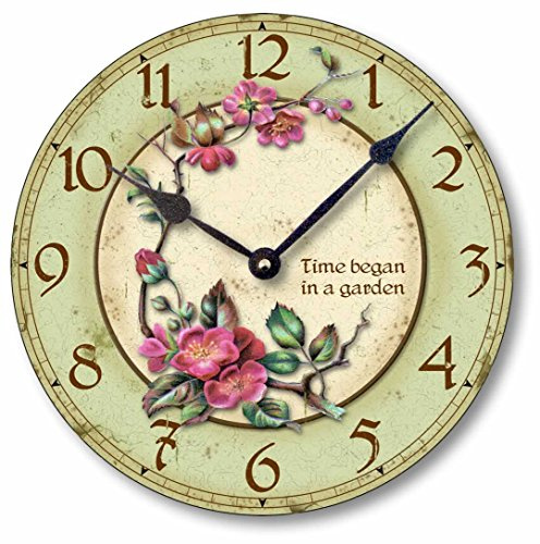 Fairy Freckles Studios Item C7003 Vintage Style 10.5 Inch Time Began in a Garden Wall Clock