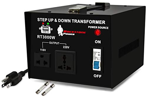 ROCKSTONE POWER 3000 Watt Voltage Converter Transformer - Heavy Duty Step Up/Down AC 110V/120V/220V/240V Power Converter - Circuit Breaker Protection – DC 5V USB Port - CE Certified [3-Year Warranty]