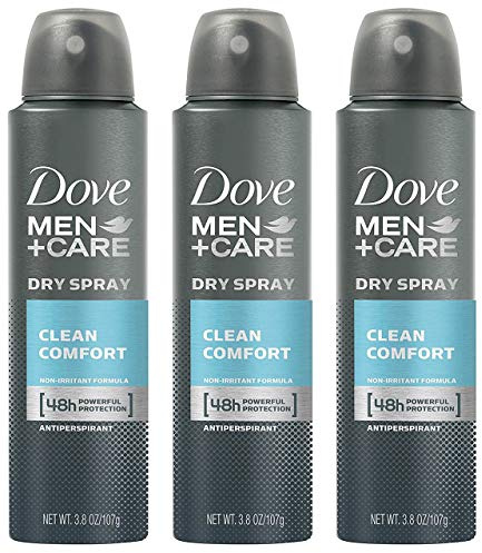 Dove Men + Care Dry Spray Antiperspirant, Clean Comfort 3.8 oz (Pack of 3)