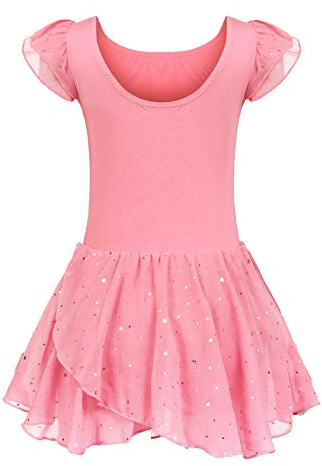 trudge Justaucorps de ballet pour fille - Manches courtes/manches longues - Coton - Justaucorps de danse avec jupe tutu