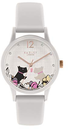 RADLEY Say It with Flowers Ladies Grey Silicone Strap Floral Kissing Dogs Watch RY2986