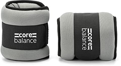 Core Balance Ankle and Wrist Weights Adjustable Strap Neoprene Fabric Set Of 2 x 1kg (Black)