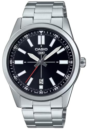Casio MTP-VD02D-1E Orologio sportivo analogico da uomo con quadrante nero a 3 lancette