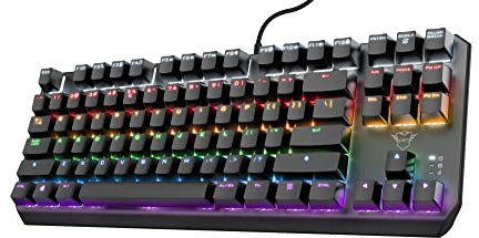 GXTrust 834 Callaz Tastiera Meccanica TKL Compatta, Layout Italiano QWERTY, Switch Meccanici Outemu, Illuminazione Onda Arcobaleno, USB Tastiera Gaming per PC, Laptop, Portatile - Nero