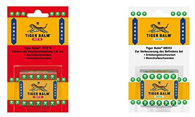 TIGER BALM ROT N – Natürlicher Balsam zur Förderung der Hautdurchblutung 1 x 19,4 g & WEISS – Natürlicher Balsam bei Erkältungsbeschwerden & zur Förderung der Hautdurchblutung 1 x 19,4 g