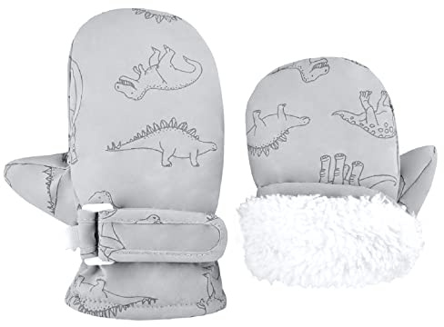 TRIWONDER Guantes de Esquí para Niños Guantes de Invierno Manopla Snowboard Guantes Anti-Viento Cálido Térmicos para Nieve Esquiar Deportes Inviern (Gris - S)