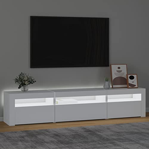 Tidyard tv-skåp med LED-lampor, bänk, hylla, lågbräda, bord, mediaskåp, bräda, bänk för vardagsrum, vitt
