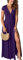 QUNERY Robe Longue Femme Ete Robe de Plage Manches Courtes Robe D'été Casual col en V Taille Haute Robe Cocktail Demoiselle d'honneur Mariage Fête Aniversaire La Couleur Violette XXL