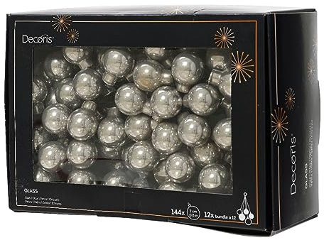 Weihnachtskugeln am Draht Glas 2cm x 144 Stück Spiegelbeeren glänzend Marmorgrau marmor grau - Silbergrau - Silber