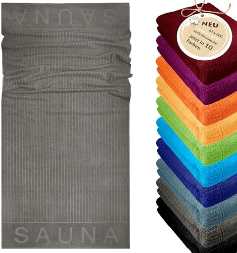 Lashuma Saunatuch Herren 80x200 cm Kopenhagen – XXL Frottee Handtuch in Grau, weich & saugstark, ideal für Sauna, Spa & Erholung
