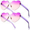 Fiada 2 Paires Lunettes de Soleil de Cœur sans Monture Lunettes de Cœur Colorées sans Cadre Femmes (Classique, Violet)