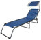 GARDENIA Lit de Soleil Pliable avec Toit Pare-Soleil et Coussin – Structure en Acier, Tissu textilène, 190 x 58 cm – pour Jardin, terrasse, Piscine ou Plage – Bleu/Gris/écru