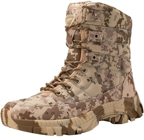 CUTEHEELS Bottes de chasse tactiques durables pour homme Motif camouflage, Camo marron, 43 EU