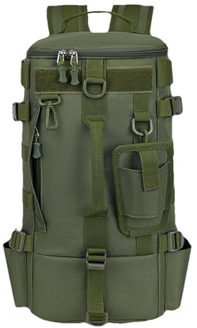 Tackle Box Zaino da pesca | Borsa da pesca all'aperto con supporto per canna | Borsa portatile per attrezzi da pesca Borsa da viaggio per pesca campeggio escursionismo, Verde militare, Vedi