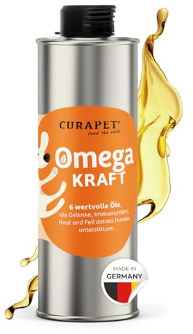 Omega 3-6-9 Öl für Hunde – CURAPET – enthält kaltgepresste Pflanzenöle & hochwertiges Lachsöl mit EPA & DHA. Premium-Qualität, Made in Germany. Auch Barf geeignet. (500 ml)