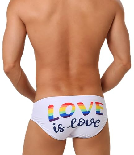 Slip Homme LGBT Imprimé Love Slip de Bain Homme Gay Pride Month Arc-en-Ciel Mini Slips LGBTQ Strings Sans Couture String Couleur Néon Sous Vetement Sexy Érotique Chic Taille Basse Tanga Culotte Short