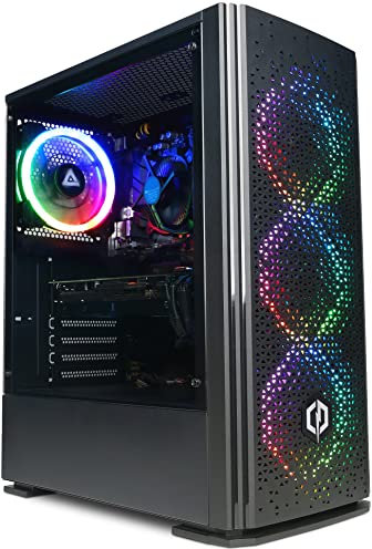 CyberPowerPC Wyvern Gaming PC - AMD Ryzen 5 5500, Nvidia RTX 5060 Ti 8GB, 16GB RAM, 1TB NVMe SSD, 650W 80+ PSU, Wi-Fi, Windows 11, Prism Panoramic RGB White