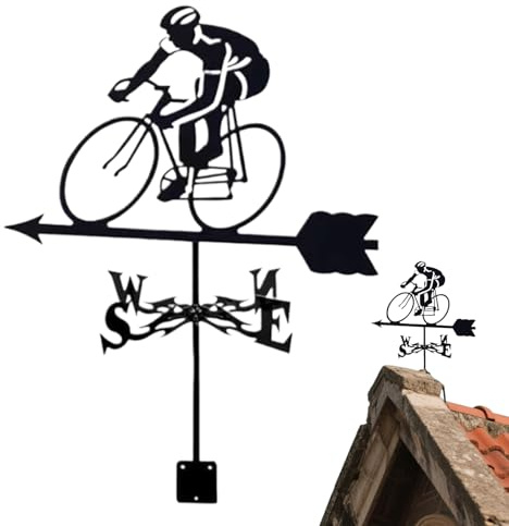 Palaufr Veleta,Veleta De Metal con Ciclista | Herramienta De Indicador para Techo Y Decoración para Garaje Granero Patio Terraza Huerta
