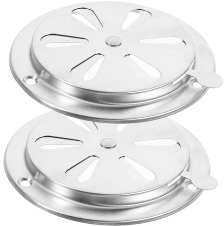 Acero Inoxidable Cubierta de Ventilación Redonda 2 Piezas | Diseño Redondo, Color Plata, Uso en Horno E Interiores, Fácil de Instalar y Ligero