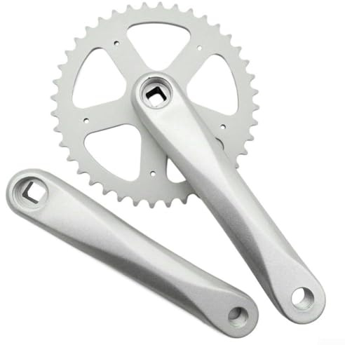 Gdfnmogo Bielas de acero para bicicleta con brazos de manivela de 170 mm, interfaz de pedalier cuadrada cónica, platos extraíbles de 36T y 40T, juego de rueda de cadena de una sola velocidad para 42T