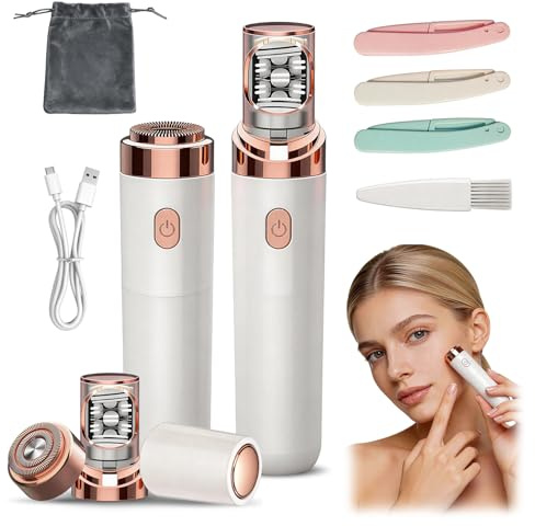 Cordless Epilator for Facial & Body Hair, 2 in 1 Rechargeable Hair Removal Device for Women Ladies, Electric Shaver Bikini Trimmer for Face Arm Leg Underarm