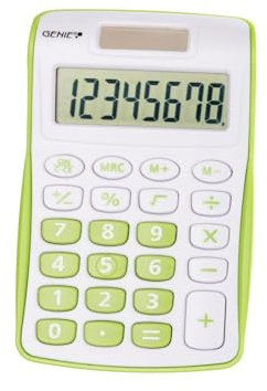 Genie 120 G 8-stelliger Taschenrechner (Dual-Power (Solar und Batterie); kompaktes Design) 1 Stück; grün