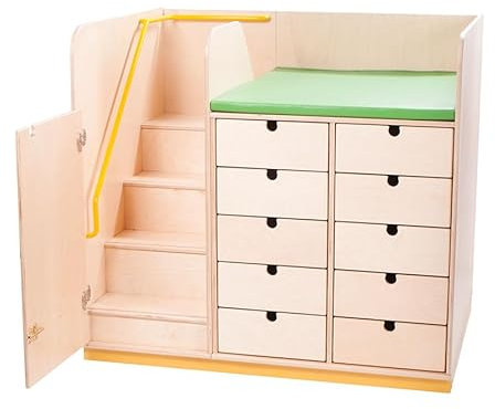 NOVUM - Wickelkommode mit Treppe und Tür, 90 cm tief - Wickeltisch Babyzimmer Zubehör
