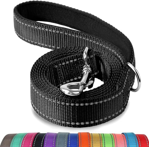 Joytale Guinzaglio per Cani, 1.5m x 2.5cm, Doppia-faccia, Catarifrangente Guinzaglio per Cane Imbottito con maniglia, Guinzaglio Addestramento per Cani di Taglia Media Grande, Nero