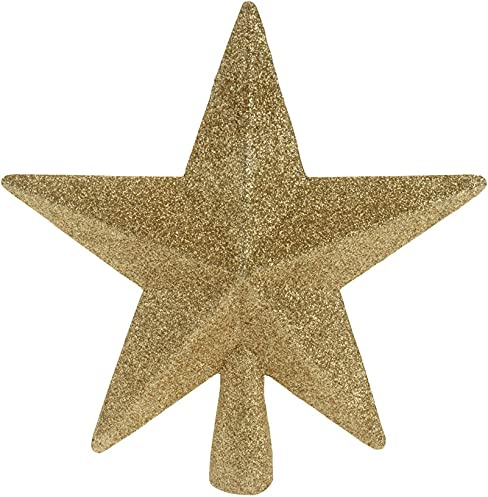 Spetebo Julgransspets 19 x 18 cm med diskret glitter – färg: guld – plast julgransspets, julgran, stjärna, spets, trädspets