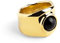 SINGULARU - My Onyx Ring. Messing mit 18 Kt Vergoldeter Beschichtung und Naturstein. Schmuck für Damen. Größe 14.