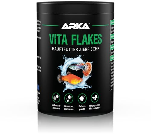 Zierfisch Flockenfutter 1000 ml – kaltgepresstes Alleinfutter für Süßwasseraquarien – unterstützt Vitalität, Wachstum & Farbenpracht – ohne Spirulina – ARKA Vita Flakes