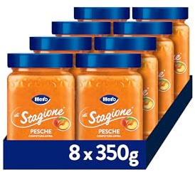 Hero di Stagione, Confettura Pesca, 8 Vasetti da 350 gr, Marmellata con Frutta di Stagione, Frutta di Alta Qualità, Metodo Tradizionale