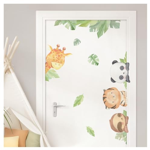 DEKO KINDERZIMMER Wandtattoo Türaufkleber Wandsticker Dschungeltiere Tür-Sticker Kinderzimmer Babyzimmer Wandaufkleber Deko DK1004-5