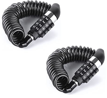 HOUSON 2 Pcs Bike Helmet Lock 150cm, Bike Lock Helmet Password Lock for Scooter Bike Motorcycle Luggage