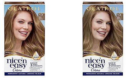 Clairol Nice'n Easy Crème, Natural Looking Oil Infused Permanent Hair Dye, 7CB Dark Champagne Blonde (Pack of 2)