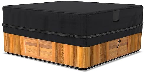 Cubierta de bañera de hidromasaje oxford 600D de alta resistencia Impermeable con revestimiento UV y PU y alta resistencia al desgarro,con asa de transporte y rejillas de ventilación-220W×220D×25H cm