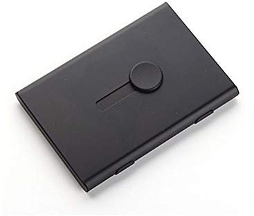 TopHomer Visitenkartenetui, Automatische Pop-ups Visitenkartenhalter Professionelle, Metall Tragbar Kartenetui für Büro Damen und Herren (Schwarz)