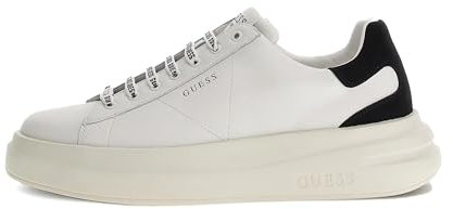 Guess Chaussures Homme Baskets Elba Carryover en Cuir White/Black US24GU03 FMPVIBSUE12, Blanc, 44 EU