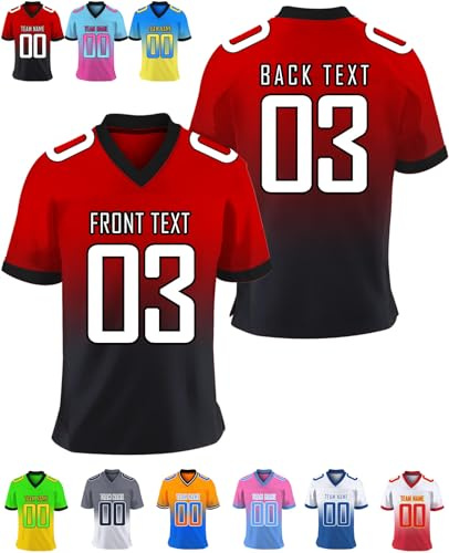 WBgjsnklbnl Personalisiert American Football Trikot Personalisierbar Teamname und Nummerm Fußballtrikot Anpassbare Sportuniform für Jugendliche Männer Frauen Geschenk