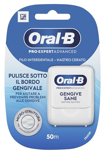 Oral-b Filo Interdentale Pro-expert Advanced con Nastro Cerato 50m. Gengive Sane, Sapore Neutro. 12 Fili Interdentali