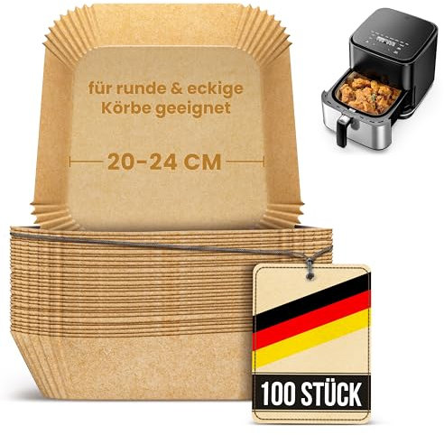 Smart-Planet Backpapier Airfryer 20 × 20 cm 100 Stück Für runde & eckige Körbe 20–24 cm (4–7 L) BPA-frei ungebleicht fettfrei antihaft bis 230 °C Passend für Cosori Tefal Ninja Philips