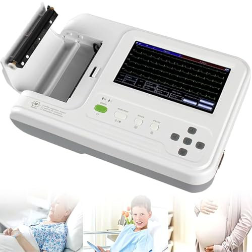 YANDDEA ECG Monitor, Portable 12 Leads 7 LCD Touch Screen Digital Equipment Digital 6-channel Electrocardiograph ECG Machine EKG Machine with Software