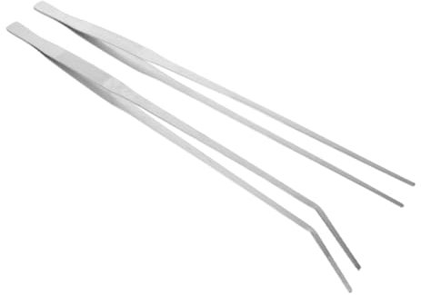 HYTROVE 2stücke Futterpinzette Für Reptilien Lange Aquarium-pinzette Gerade Und Gebogene Spitzen Metall-pinzette Für Terrarien Und Aquarien