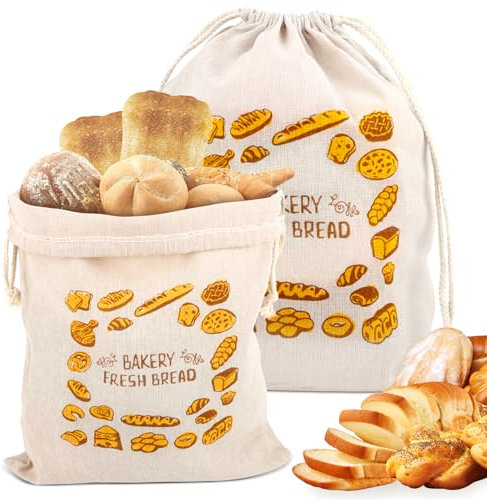 2 Piezas Bolsas de Pan de Lino, Bolsa Pan Reutilizables, Bolsa de Almacenamiento de Pan con Cordón, Bolsa Tela Grande, Bolsa Pan Tela, Bolsas de Pan Ecológicas, para Pan, Baguette, Frutas, Verduras